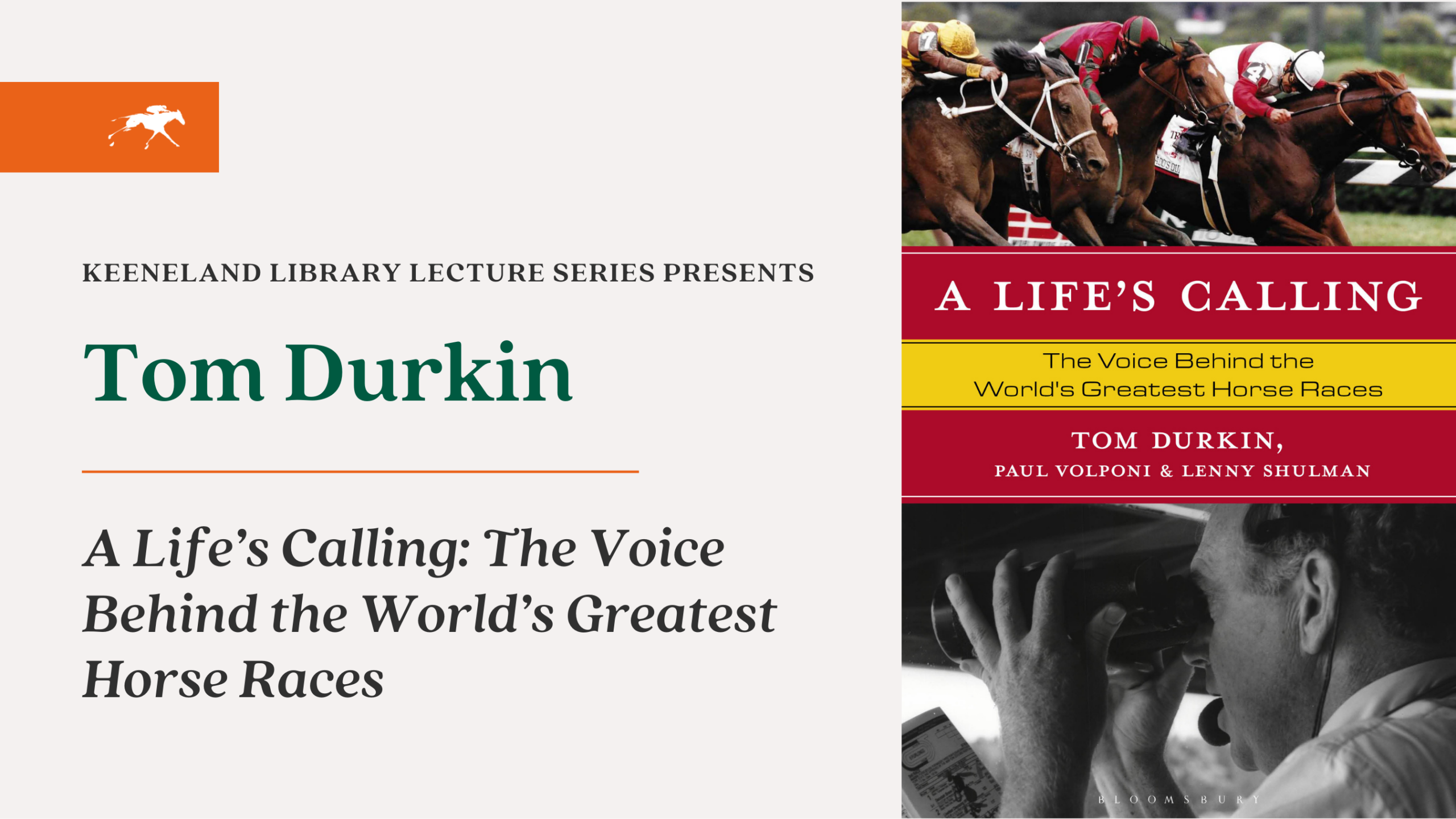 Keeneland Library Lecture Series Presents: An Evening with Tom Durkin